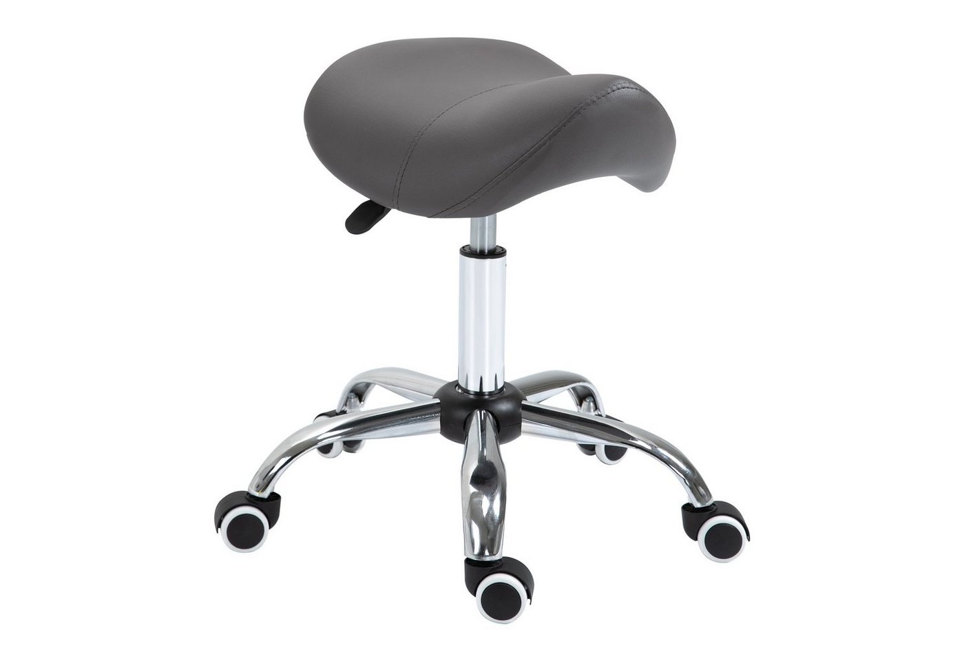HOMCOM Rollsitz Höhenverstellbarer Salonhocker Drehhocker mit Rädern (Kosmetikhocker, 1 St., Arbeitshocker), Grau 52 x 53 x 49-61 cm von HOMCOM