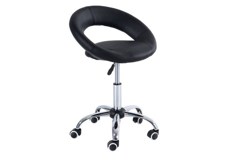 HOMCOM Rollsitz höhenverstellbarer Bürostuhl mit Rollen (Drehhocker, 1 St., Arbeitshocker), PU+Metall, Schwarz, 50 x 54 x 66-78 cm von HOMCOM