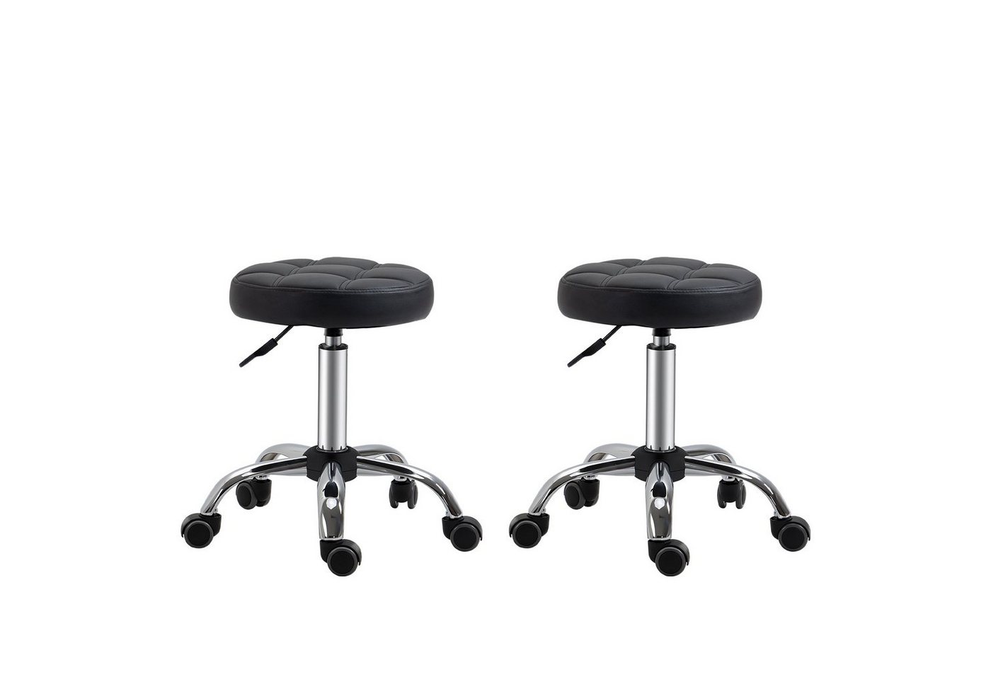 HOMCOM Rollsitz Salon Hocker (Set, 2 St., 2er-Set Rollhocker), Salonrocker, Schwarz, bis 120kg belastbar von HOMCOM