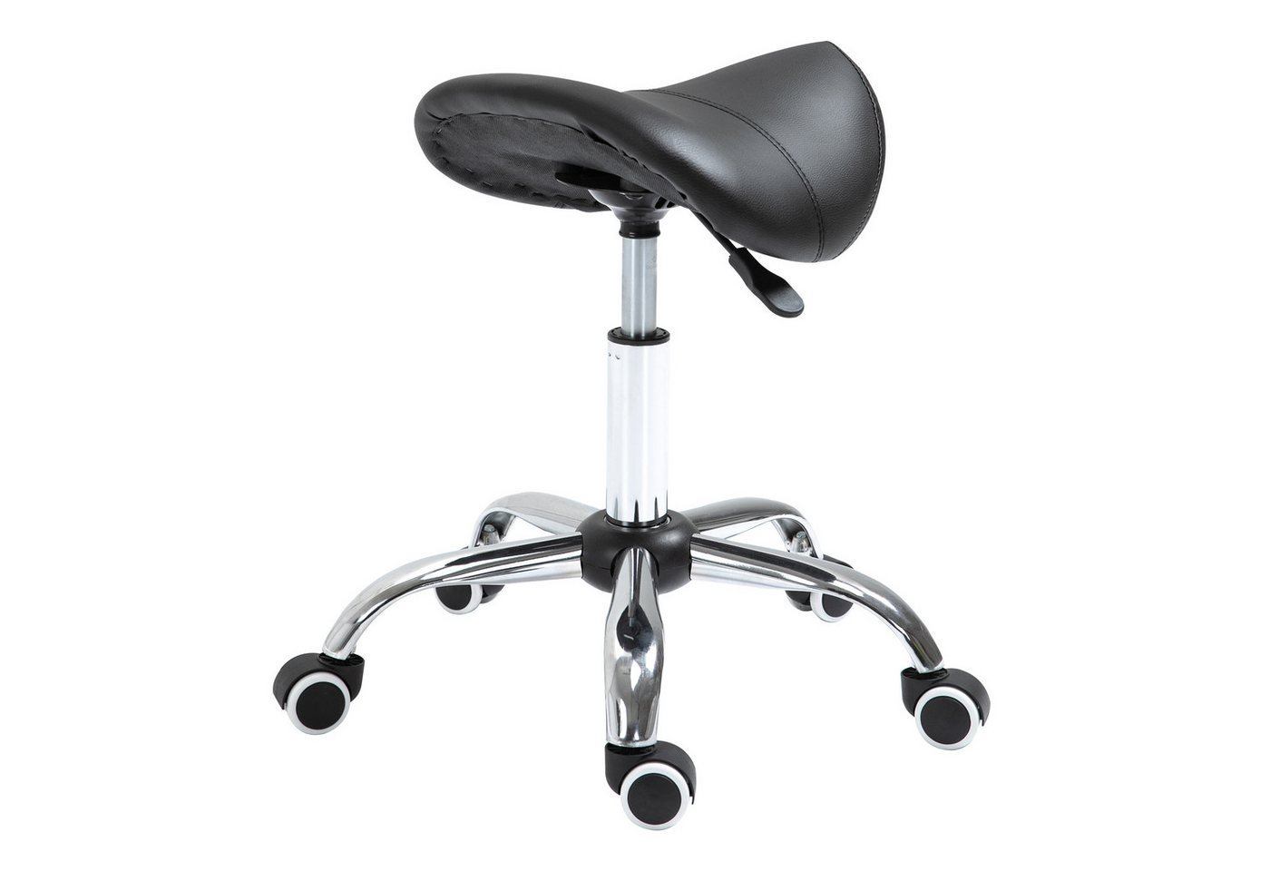 HOMCOM Rollsitz höhenverstellbarer Sattelhocker Drehstuhl Drehhocker (Kosmetikhocker, 1 St., Arbeitshocker), Schwarz 52 x 53 x 49-61 cm von HOMCOM