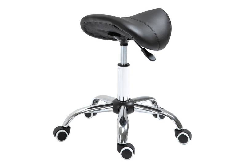 HOMCOM Rollsitz höhenverstellbarer Sattelhocker Drehstuhl Drehhocker (Kosmetikhocker, 1 St., Arbeitshocker), Schwarz 52 x 53 x 49-61 cm von HOMCOM