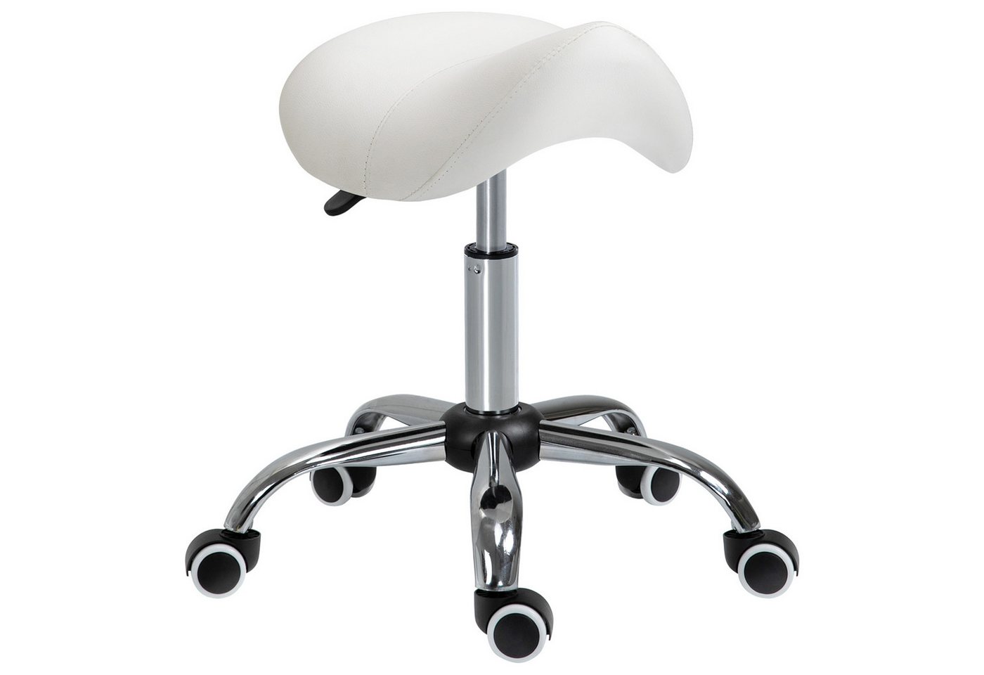 HOMCOM Rollsitz höhenverstellbarer Sattelhocker Drehstuhl Drehhocker (Kosmetikhocker, 1 St., Arbeitshocker), Weiß 52 x 53 x 49-61 cm von HOMCOM