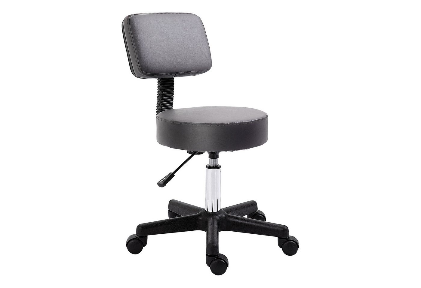 HOMCOM Rollsitz mit Rollen höhenverstellbar drehbar ergonomische Rückenlehne (Salonhocker, 1 St., Massagehocker), 360° drehbar, Grau von HOMCOM