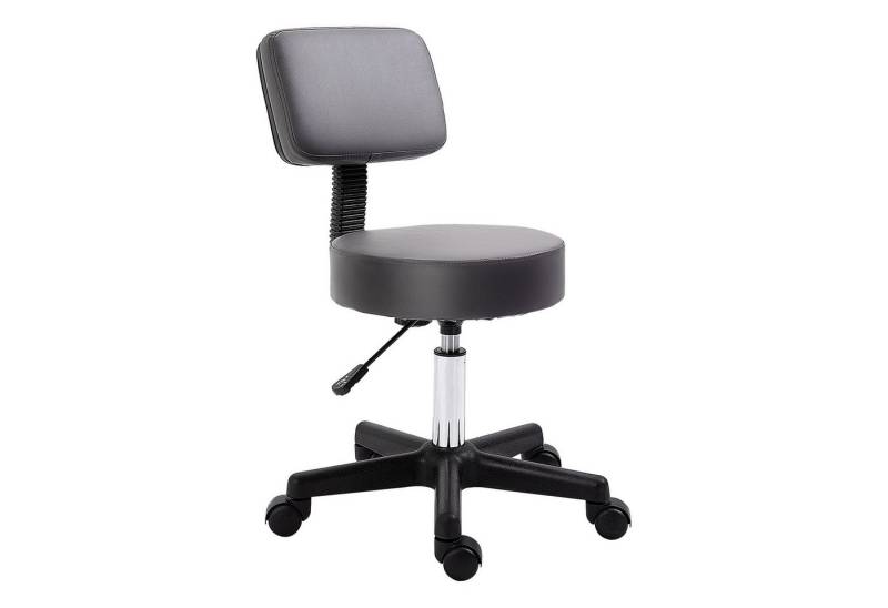 HOMCOM Rollsitz mit Rollen höhenverstellbar drehbar ergonomische Rückenlehne (Salonhocker, 1 St., Massagehocker), 360° drehbar, Grau von HOMCOM