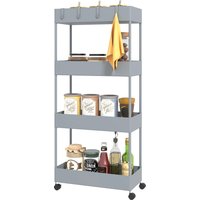 HOMCOM Rollwagen, Küchenregal mit 4 Ebenen, Aufbewahrungsregal mit Rollen, Küchenwagen mit Bremsen, Servierwagen für Küche, Schlafzimmer, Wohnzimmer, Kunststoff, Grau, 40 x 19 x 90 cm Aosom HOMCOM Rollwagen, Küchenregal mit 4 Ebenen, Aufbewahrungsregal mit Rollen, Küchenwagen mit Bremsen, Servierwagen für Küche, Schlafzimmer, Wohnzimmer, Kunststoff, Grau, 40 x 19 x 90 cm Aosom von HOMCOM