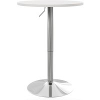 HOMCOM Runder Bartisch Hoher Küchentisch Stehtisch Höhenverstellbar 69-91 cm mit 360° drehbarer Tischplatte weiß und silberfarbenes Stahlgestell   Aosom von HOMCOM