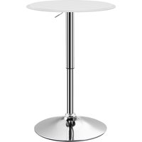 HOMCOM Runder Bartisch mit Höhenverstellung 67-93 cm Hoch Bartisch mit 360° drehbarer Ø63 cm Tischplatte mit rundem verchromtem Metallfuß für Bistro Küche Esszimmer Weiß   Aosom von HOMCOM