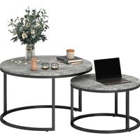 HOMCOM Runder Couchtisch 2er Set, stapelbar Beistelltisch in Marmoroptik, Satztisch mit Metallgestell, Sofatisch für Wohnzimmer, Schlafzimmer, Balkon, Grau   Aosom von HOMCOM
