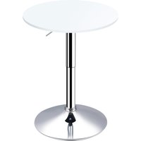 HOMCOM Runder Stehtisch Bistrotisch Küchentisch - höhenverstellbar 69-93 cm und drehbarer Holzplatte, Metallbasis, weiß   Aosom von HOMCOM