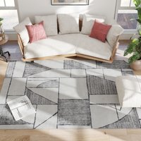 HOMCOM Rutschfester Moderner Teppich mit Geometrischen Linien, Polyester Wohnzimmerteppich, 230x160x0,7 cm, Multicolor   Aosom von HOMCOM