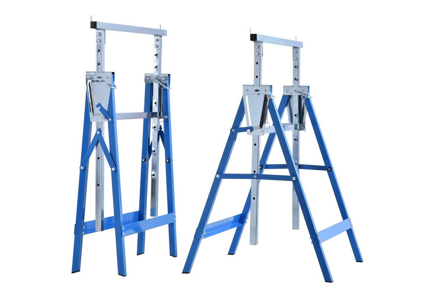 HOMCOM Sägebock 2 x Gerüstbock Unterstellbock Klappbock, 200 kg max. Belastbarkeit, (klappbar, 2-St., höhenverstellbar), 68 x 58 x 80-130 cm von HOMCOM