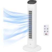 HOMCOM Säulenventilator 50W mit Fernbedienung, leiser 3 Geschwindigkeiten Säulenventilator, Timer und 85° Oszillation, LED-Anzeige - 30 x 30 x 78 cm weiß   Aosom von HOMCOM