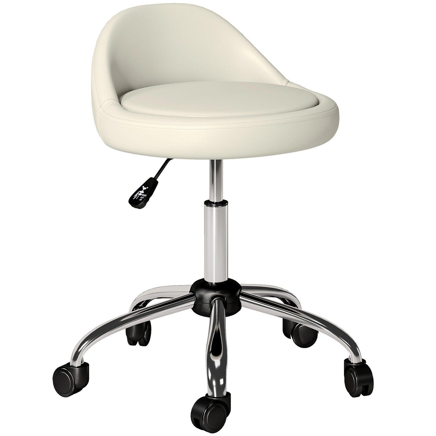 HOMCOM Salonstuhl Kunstleder 35 x 63-83H cm Weiß von HOMCOM