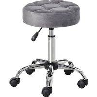 Salonstuhl mit Rädern Rollhocker höhenverstellbar drehbar Salon Hocker Samt-Touch Schaumstoff Chrom-Basis Hellgrau 35 x 35 x 49-61 cm - Homcom Salonstuhl mit Rädern Rollhocker höhenverstellbar drehbar Salon Hocker Samt-Touch Schaumstoff Chrom-Basis Hellgrau 35 x 35 x 49-61 cm - Homcom von HOMCOM