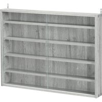 HOMCOM Sammlervitrine Wandvitrine 80 x 9,5 x 60 cm mit 4 verstellbaren Regalen und 2 Glasschiebetüren, für Sammlungen von Figuren und Miniaturautos, Grau   Aosom von HOMCOM