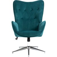 HOMCOM Samt Sessel für Büro und Wohnzimmer, Gepolsterter Drehstuhl mit Armlehnen und Höhenverstellbar, Blau   Aosom von HOMCOM