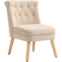 HOMCOM Samt Wohnzimmer- und Esszimmerstuhl mit gepolstertem Sitz, Sessel mit Holzbeinen und Samtstoff, 60x66x79 cm, Beige   Aosom von HOMCOM