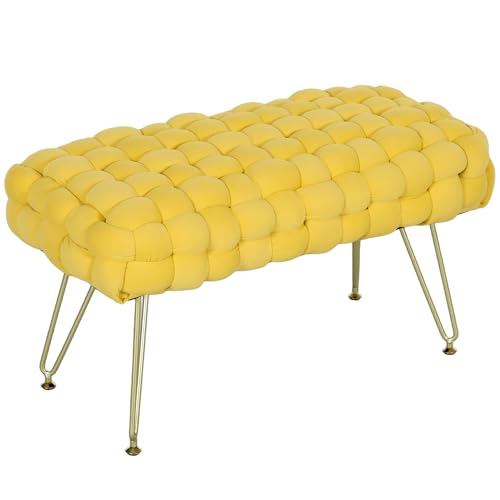 HOMCOM Gelbe Metall-Bank mit goldenen Beinen und gepolsterter Sitzfläche für Schlafzimmer HOMCOM Gelbe Metall-Bank mit goldenen Beinen und gepolsterter Sitzfläche für Schlafzimmer von HOMCOM