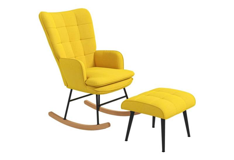 HOMCOM Schaukelsessel Schwingsessel, Wohnzimmerstuhl, mit Hocker von HOMCOM