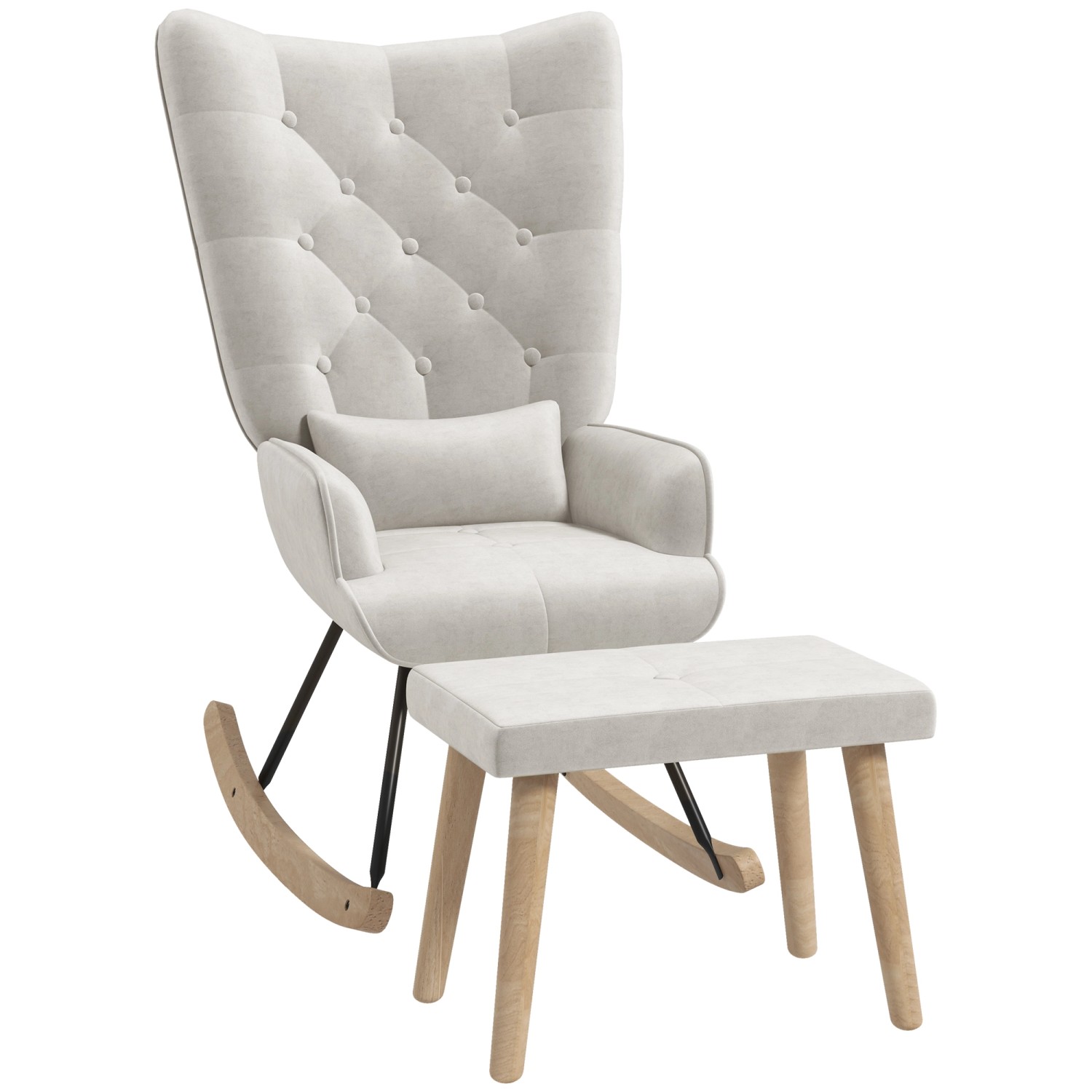 HOMCOM Schaukelsessel mit Hocker Samt Cremeweiß 66L x 96B x 101H cm HOMCOM Schaukelsessel mit Hocker Samt Cremeweiß 66L x 96B x 101H cm von HOMCOM
