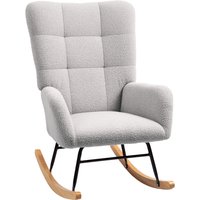 HOMCOM Schaukelstuhl, Schaukelsessel mit Armlehne, Teddysamt-Optik, Relaxsessel mit Holzkufen, Schwingsessel Stillsessel für Schlafzimmer, Wohnzimmer, Hellgrau   Aosom von HOMCOM