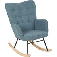 HOMCOM Schaukelstuhl, Schaukelsessel mit Berbervliesoptik, Armlehne, Gepolsterter Sessel mit Holzkufen, Relaxsessel für Wohnzimmer, Schlafzimmer, bis 120kg belastbar, Hellblau   Aosom von HOMCOM