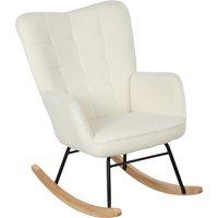 HOMCOM Schaukelstuhl, Schaukelsessel mit Berbervliesoptik, Armlehne, Gepolsterter Sessel mit Holzkufen, Relaxsessel für Wohnzimmer, Schlafzimmer, bis 120kg belastbar, Weiß   Aosom von HOMCOM