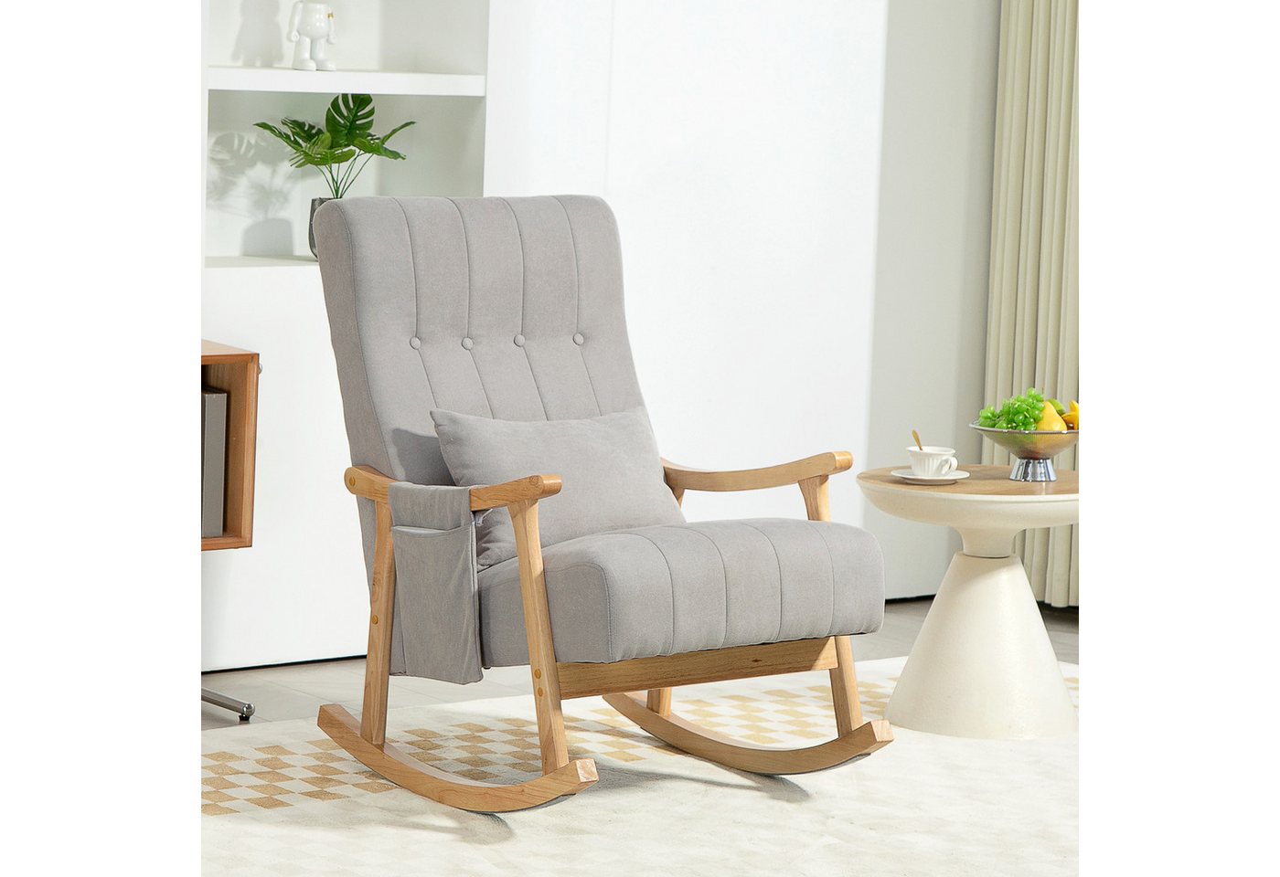HOMCOM Schaukelstuhl (Relaxsessel, 1 St), für Wohnzimmer, Schlafzimmer, Grau von HOMCOM