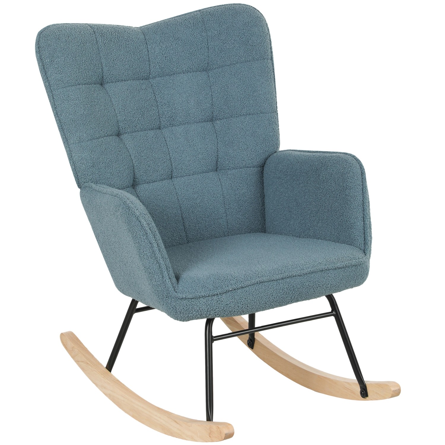 HOMCOM Schaukelstuhl Berbervlies Buchenholz Stahl Schaumstoff Hellblau HOMCOM Schaukelstuhl Berbervlies Buchenholz Stahl Schaumstoff Hellblau von HOMCOM
