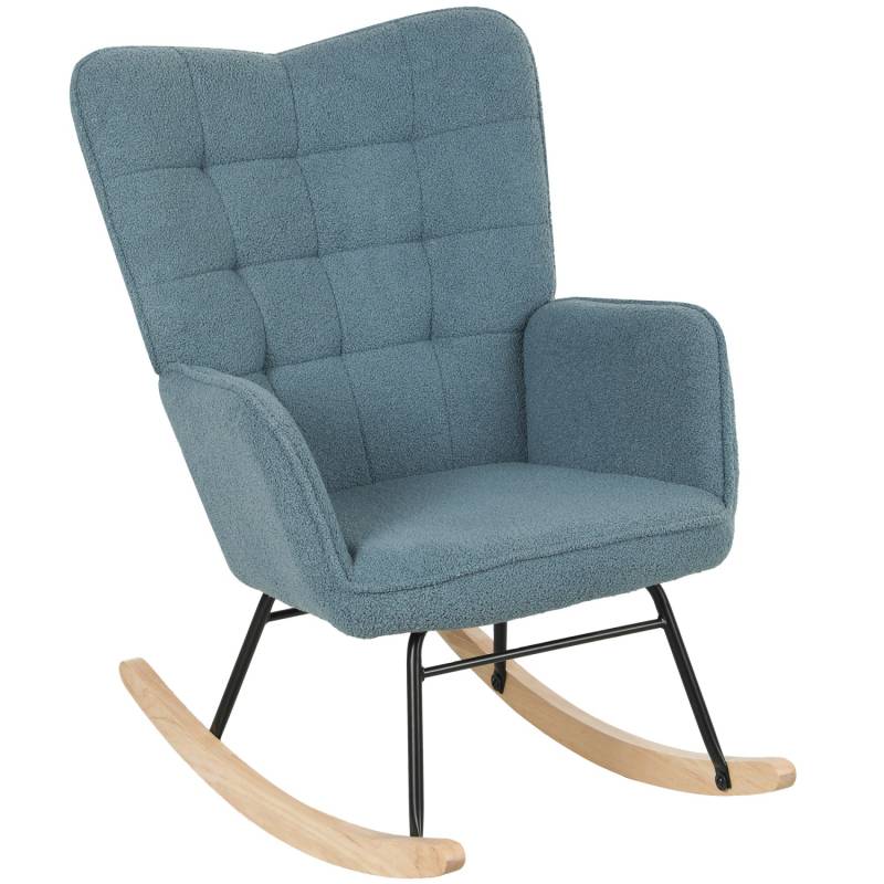 HOMCOM Schaukelstuhl Berbervlies Buchenholz Stahl Schaumstoff Hellblau von HOMCOM