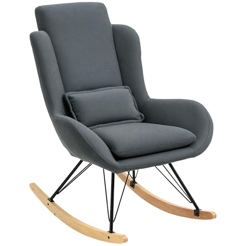 HOMCOM Schaukelstuhl Liegestuhl Lesesessel 90-135° Schaukel Leinen Gummiholz Dunkelgrau 75 x 95 x 110 cm HOMCOM Schaukelstuhl Liegestuhl Lesesessel 90-135° Schaukel Leinen Gummiholz Dunkelgrau 75 x 95 x 110 cm von HOMCOM