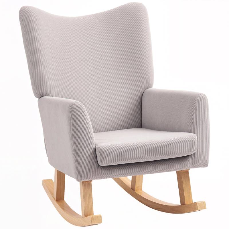 HOMCOM Schaukelstuhl Polyester Kautschukholz 97L x 72B x 100H cm Hellgrau von HOMCOM