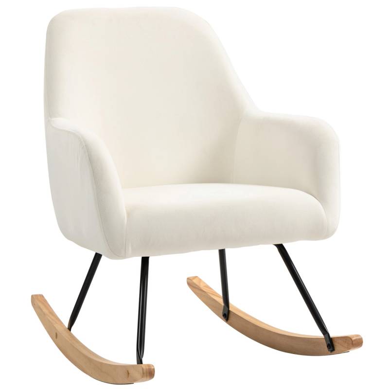 HOMCOM Schaukelstuhl Polyester Schaumstoff 85L x 68B x 89H cm Cremeweiß von HOMCOM