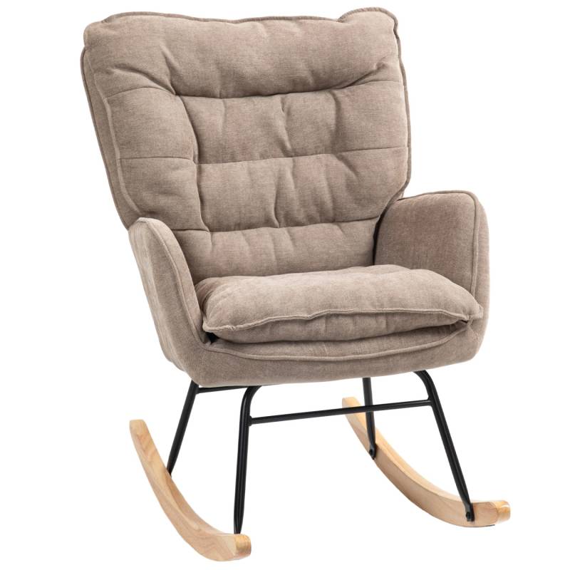 HOMCOM Schaukelstuhl Polyester Schaumstoff Braun 71L x 98,5B x 97H cm von HOMCOM