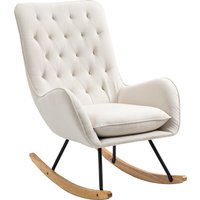 HOMCOM Schaukelstuhl Relaxstuhl Schwingsessel mit Holzbeinen und Metallgestell, cremeweißes Leinen, 69 x 90 x 100 cm für gemütliche Entspannung   Aosom.de von HOMCOM