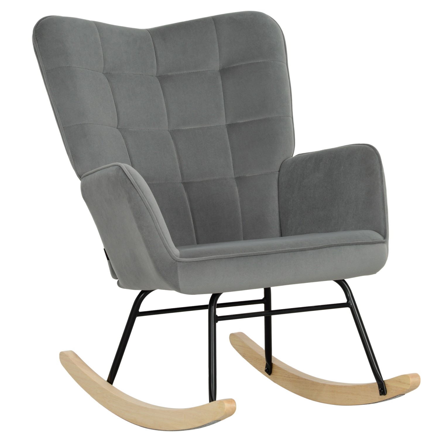 HOMCOM Schaukelstuhl Samt 100% Polyester Buchenholz Dunkelgrau HOMCOM Schaukelstuhl Samt 100% Polyester Buchenholz Dunkelgrau von HOMCOM