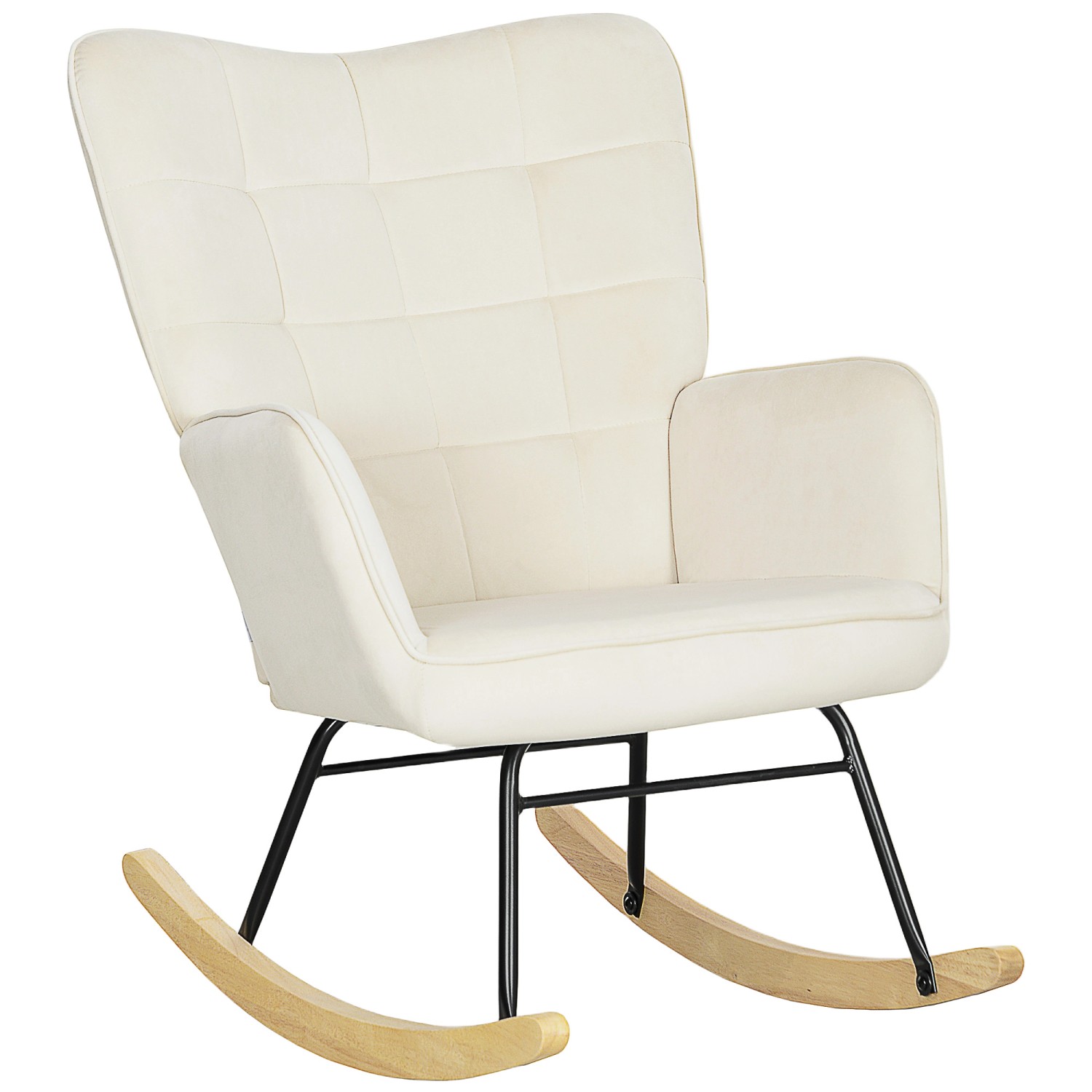 HOMCOM Schaukelstuhl Samt 100% Polyester Buchenholz Stahl Schaumstoff Beige HOMCOM Schaukelstuhl Samt 100% Polyester Buchenholz Stahl Schaumstoff Beige von HOMCOM