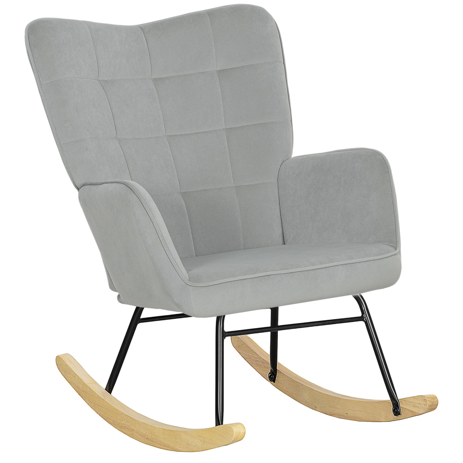 HOMCOM Schaukelstuhl Samt 100% Polyester Buchenholz Stahl Schaumstoff Hellgrau HOMCOM Schaukelstuhl Samt 100% Polyester Buchenholz Stahl Schaumstoff Hellgrau von HOMCOM