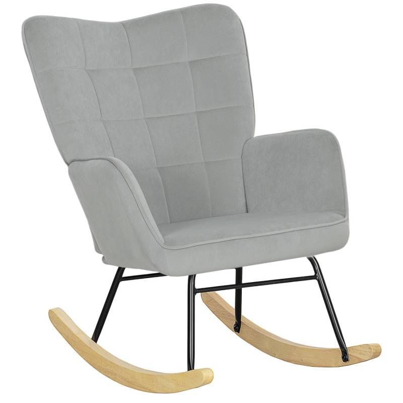 HOMCOM Schaukelstuhl Samt 100% Polyester Buchenholz Stahl Schaumstoff Hellgrau HOMCOM Schaukelstuhl Samt 100% Polyester Buchenholz Stahl Schaumstoff Hellgrau von HOMCOM
