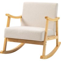 HOMCOM Schaukelstuhl Schaukelsessel Sitzkissen Schaukler mit Holzbeinen im modernen Stil - Maße 66 B x 92 T x 78 H cm, beige   Aosom von HOMCOM