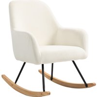 HOMCOM Schaukelstuhl Schaukelsessel mit Armlehne, Holzkufen, Relaxsessel, Sessel mit Samtoptik Relaxstuhl Schwingsessel für Schlafzimmer, Wohnzimmer, Balkon Cremeweiß   Aosom von HOMCOM