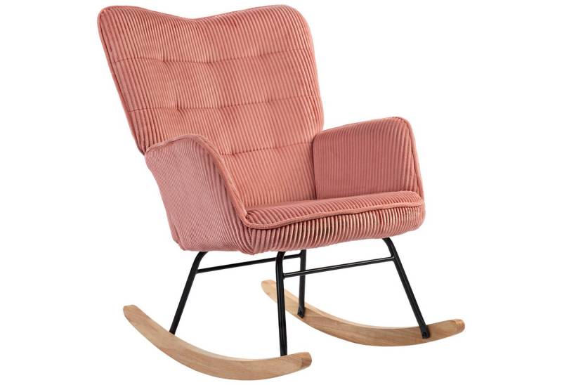 HOMCOM Schaukelstuhl Schaukelsessel mit Cordoptik, Armlehne (Schaukelsessel, 1 St), für Wohnzimmer, Schlafzimmer, Beige von HOMCOM