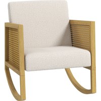 HOMCOM Schaukelstuhl Schaukelsessel mit Rattan-Dekor, Schwingsessel Relaxsessel mit weicher Polsterung, Wohnzimmersessel mit Kaschmir-Optik von HOMCOM