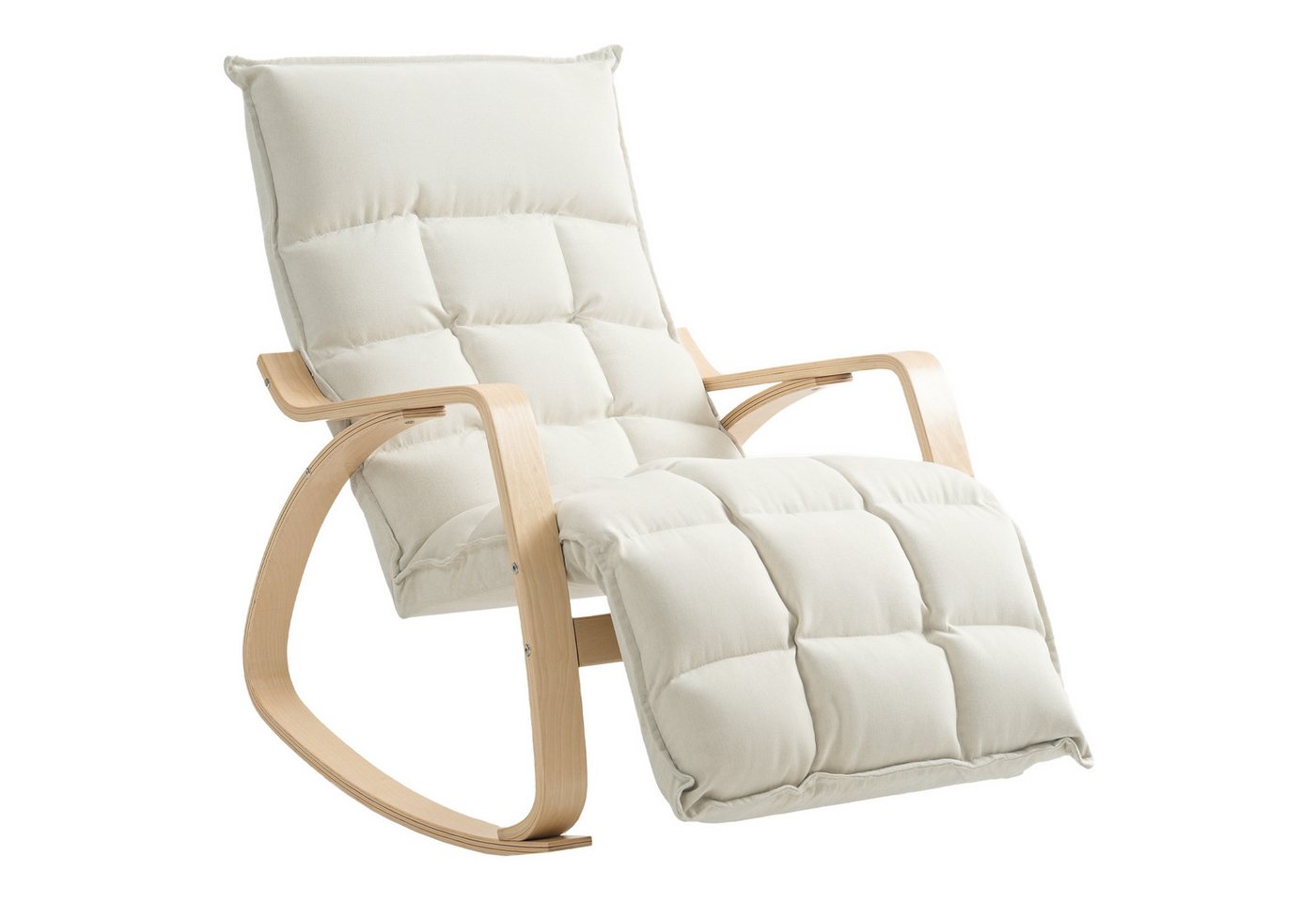HOMCOM Schaukelstuhl Schaukelsessel mit Rückenlehne, Fußstütze, Leinenoptik (Schwingsessel, 1 St), Lesesessel für Wohnzimmer, Schlafzimmer, Balkon Creme von HOMCOM