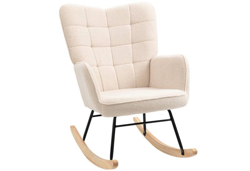 HOMCOM Schaukelstuhl Schwingsessel, Akzentstuhl, Wohnzimmersessel für Schlafzimmer (Set, 1 St), für Wohnzimmer, Beige von HOMCOM