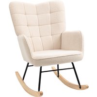 HOMCOM Schaukelstuhl  Schwingsessel, Akzentstuhl, Relaxsessel mit Berbervlies, für Schlafzimmer, bis 120 kg, Beige, 71x92x101 cm  Aosom.de von HOMCOM