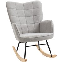 HOMCOM Schaukelstuhl Schwingsessel Akzentstuhl Wohnzimmersessel Relaxsessel, Belastbarkeit bis 120 kg, Berbervlies, Hellgrau 71 x 92 x 101 cm   Aosom von HOMCOM