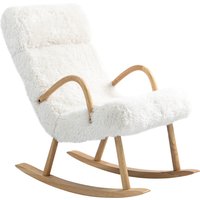 HOMCOM Schaukelstuhl Schwingsessel Armlehnsessel, Stillsessel Wollenoptik bis 120 kg, ideal für Schlafzimmer & Wohnzimmer, Weiß   Aosom.de von HOMCOM