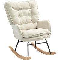HOMCOM Schaukelstuhl Schwingsessel Armlehnsessel, Stillsessel mit Chenilleoptik, Schaukelsessel bis 120 kg Belastbarkeit für Schlafzimmer, Wohnzimmer, Beige   Aosom von HOMCOM