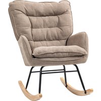 HOMCOM Schaukelstuhl Schwingsessel Armlehnsessel, Stillsessel mit Chenilleoptik, Schaukelsessel bis 120 kg Belastbarkeit für Schlafzimmer, Wohnzimmer, Braun   Aosom von HOMCOM